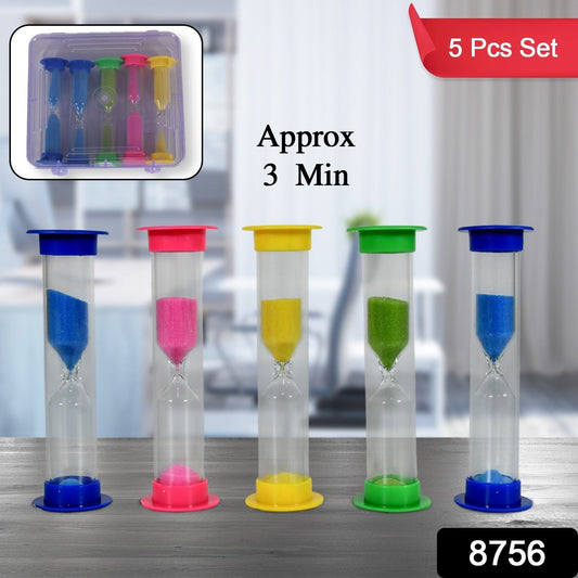 Plastic Hourglass Sand Timer Set – 3-Min Sand Clock for Kitchen, Office, School & Kids (5 Pc) Your Brand