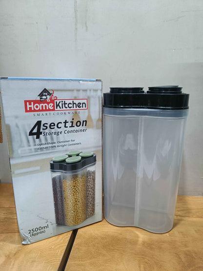 Plastic Lock Food Storage 4 Section Container 2500ml