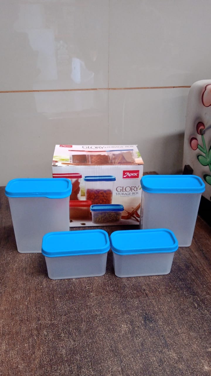 Apex Glory Plastic Storage Container Box Set (4 Pc) Your Brand