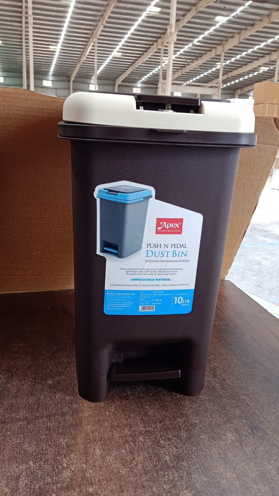 Apex Push N Pedal Plastic Dustbin 10L Capacity (1 Pc) Your Brand