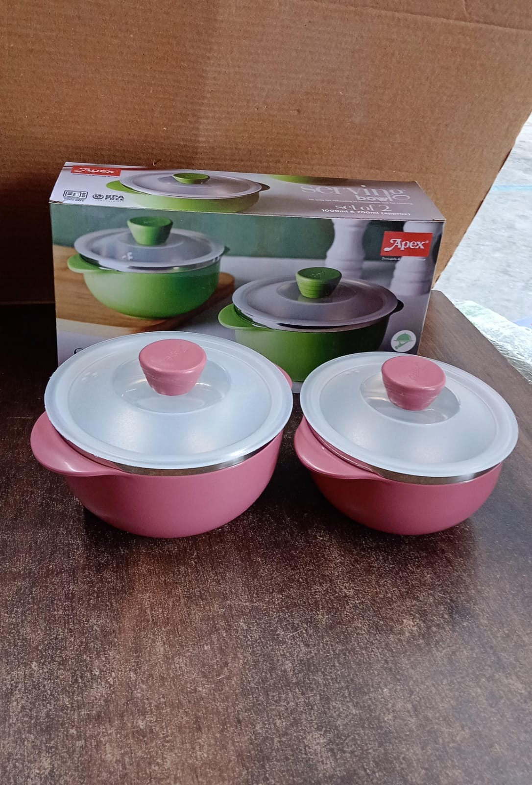 Apex Premium Plastic Serving Bowl Set with Lids (2 Pc) Your Brand