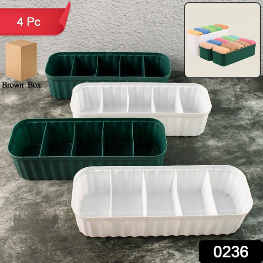 5 Compartments Socks / Handkerchief / Underwear Storage Box Socks Drawer Closet Organizer Storage Boxes (pack of 4) Your Brand