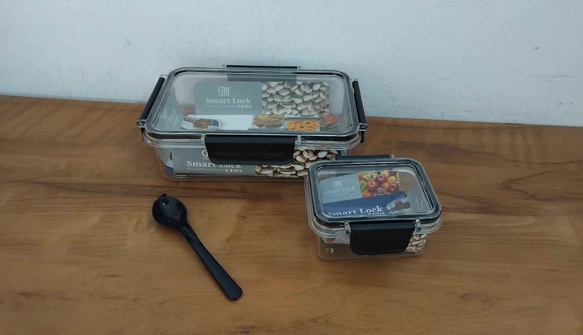 Smart Lock 800ml & 250ml Lunch Box with 1 Pcs Spoon Pack Of 3 Piece