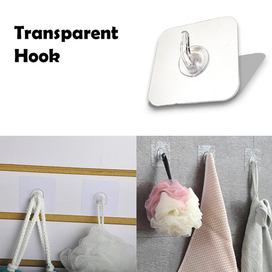 AM5490 Clear Kitchen Wall Hook-Pack of 1 - Self Adhesive Heavy Duty Wall Hooks for Hanging - Heavy Duty Adhesive Hooks for Bathroom and Kitchen