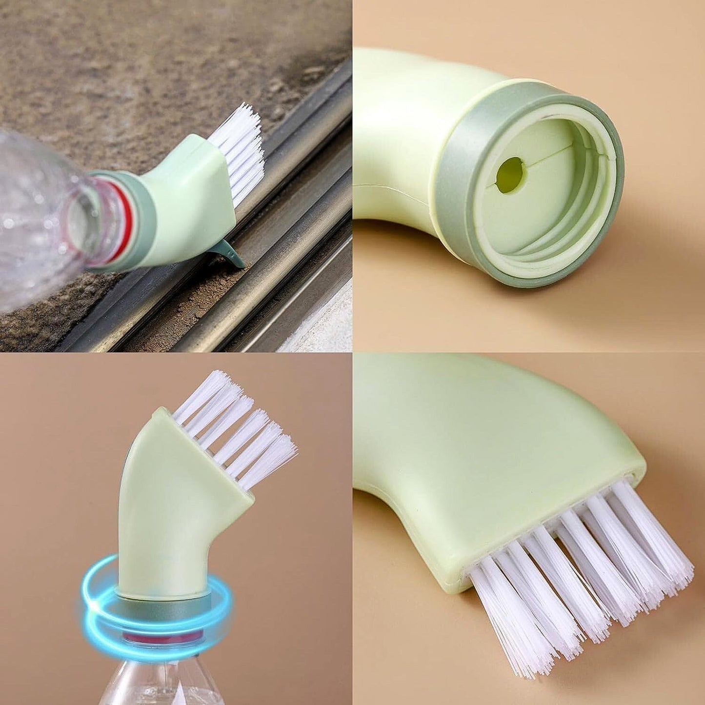 Multipurpose Bottle-Connectable Cleaning Brush with Built-In Scraper (1 Pc) Your Brand