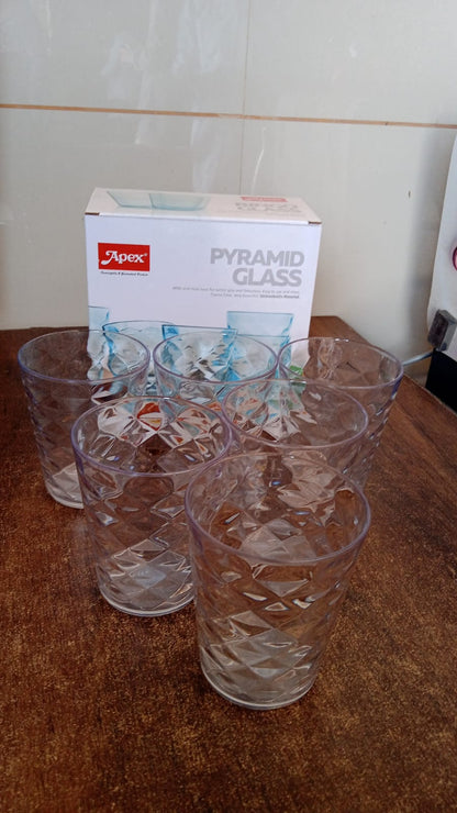 Apex Pyramid Design Unbreakable Plastic Glass – 300 ML Your Brand