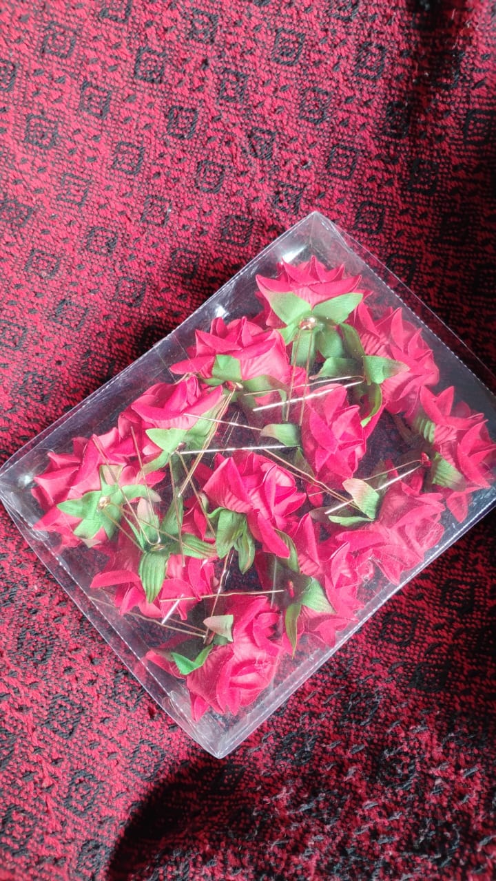 Hair Clip Red Rose Bridal Hair Pins Rose (12 Pcs Set / Red Color Only), Hair accessories Your Brand