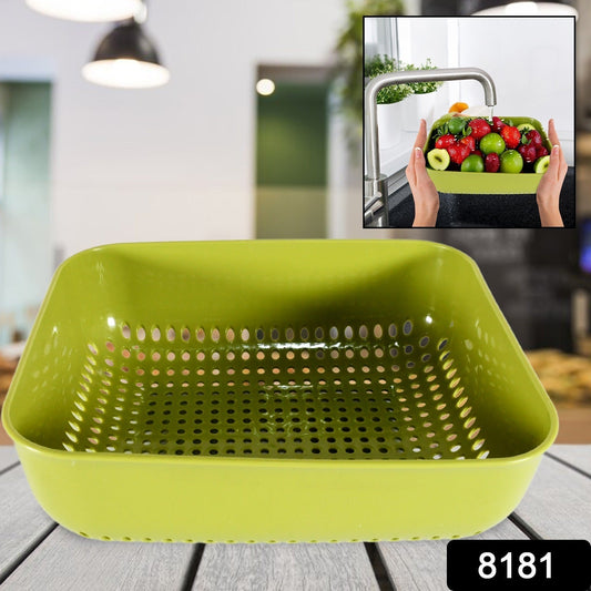 Multipurpose Small Plastic Kitchen Basket, Vegetables and Fruits Washing, Basket (20x17 Cm) Your Brand
