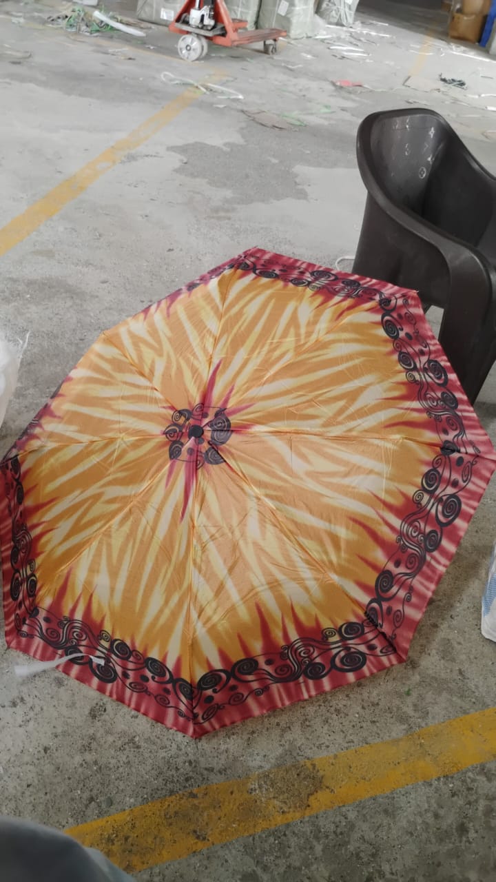 3-Fold Sun & Rain Protective Solid Foldable Umbrella, (1 Pc / Mix Design) Your Brand