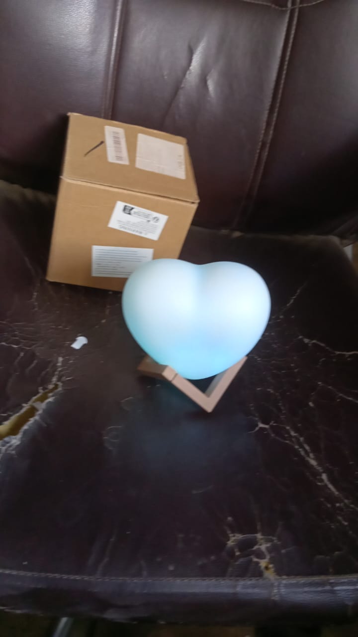 3D Heart Shape Moon Night Lamp with Plastic Stand (13 x12 Cm / 1 Pc) Your Brand
