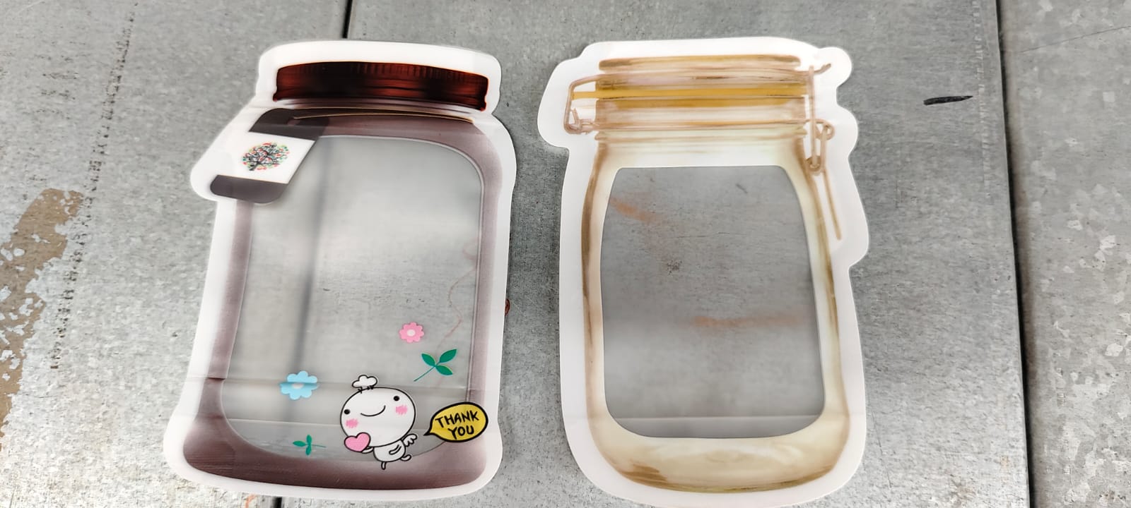 Plastic Transparent Small Jar Shaped Pouch With Zipper (1 Pc) Your Brand