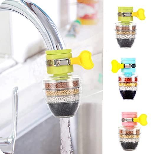 Activated carbon faucet water filter by THE GIR FARMER with multi-layer filtration and colorful clamp options