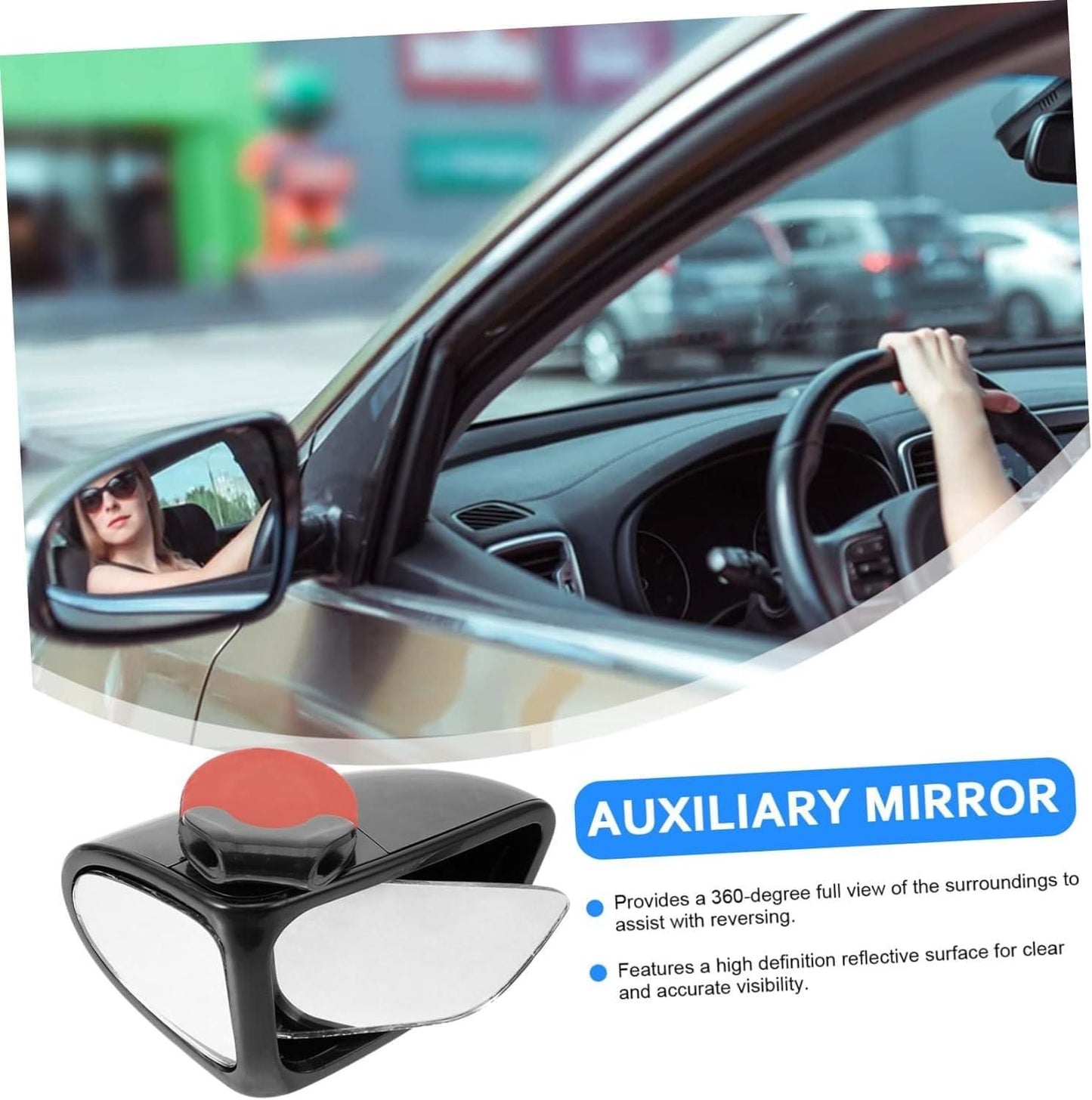 Adjustable car auxiliary rearview mirror providing 360-degree visibility for safer driving