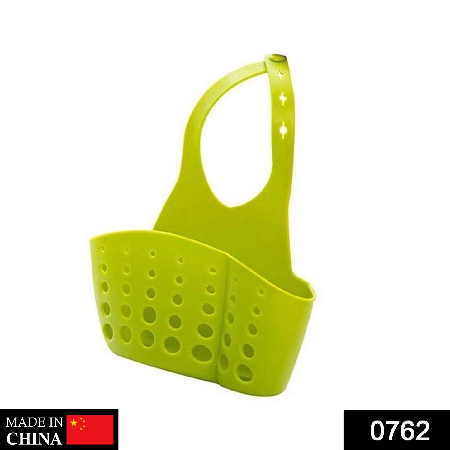 Your Brand Adjustable Sink Caddy Basket in Green for Organizing Kitchen Utensils and Cleaning Supplies