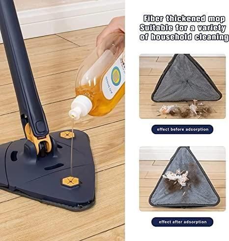 Adjustable triangle mop for tight spaces with fiber thickened mop head for effective household cleaning