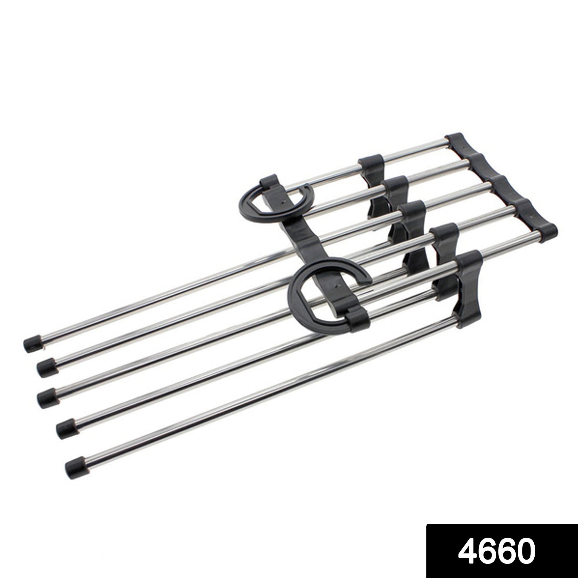 Adjustable trouser hanger organizer with multiple rods for efficient clothing storage and organization