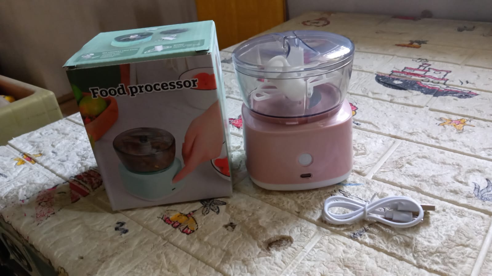 Portable Mini Food Processor Chopper Electric Veggie Chopper 3 Blades With Charching Cable Type C, Vegetable Chopper, Garlic Chopper Food Grinder for Chopping Ginger, Pepper Chili, Onion, Fruit, Meat Your Brand