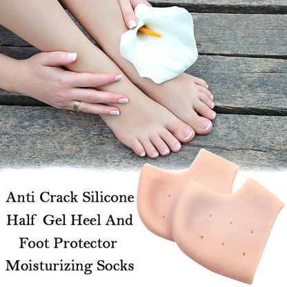 Anti Crack Silicone Heel Protectors for Moisturizing Feet with Half Gel Design for Comfort and Protection