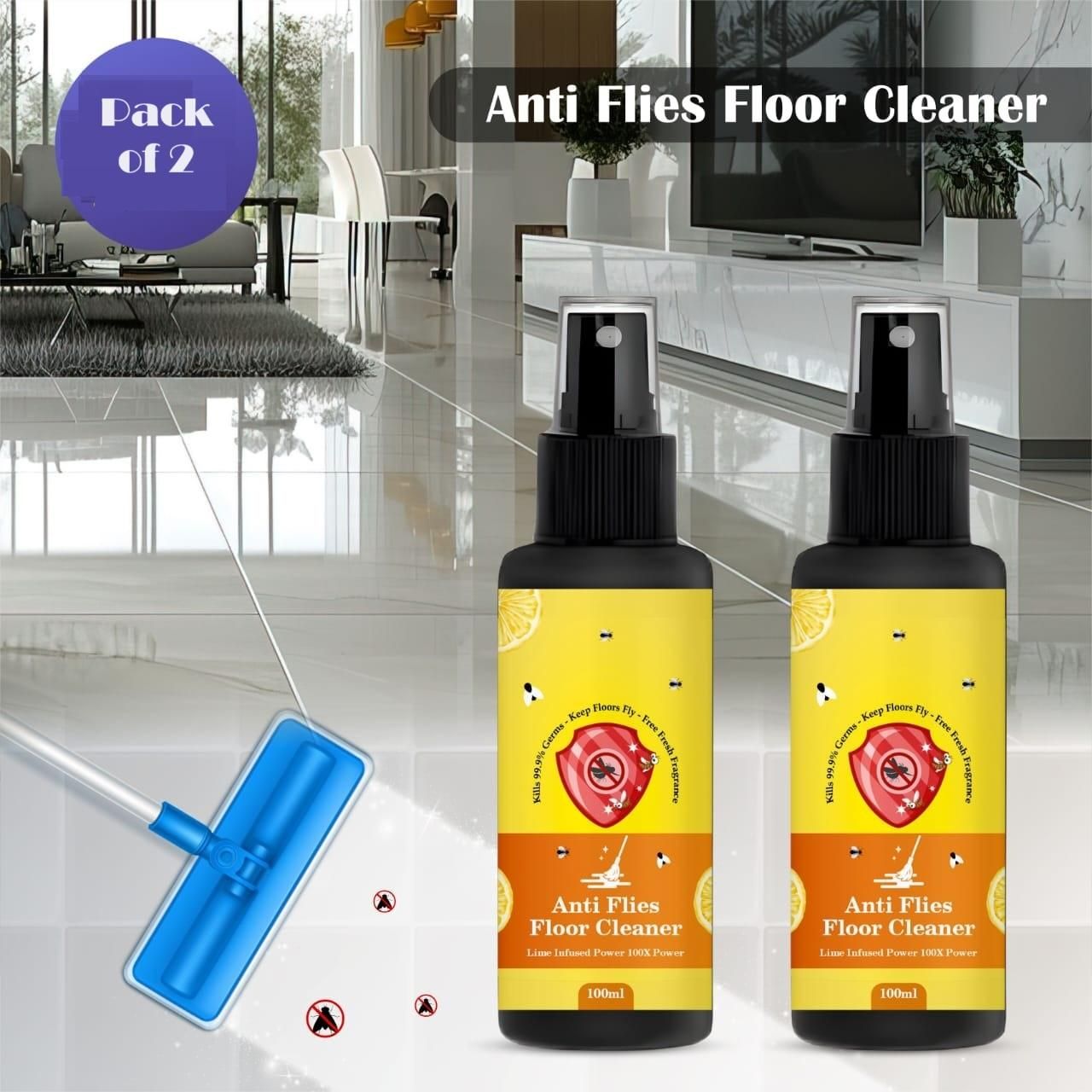 Pack of 2 Anti Flies Floor Cleaner Spray Bottles with Effective Insect Repellent Formula