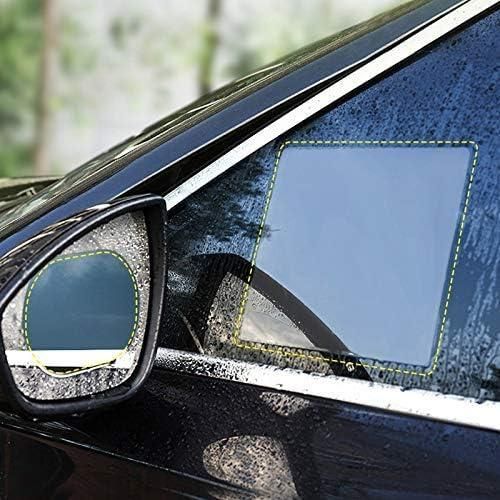 Anti fog rearview mirror film applied to a car side mirror for enhanced visibility in wet conditions