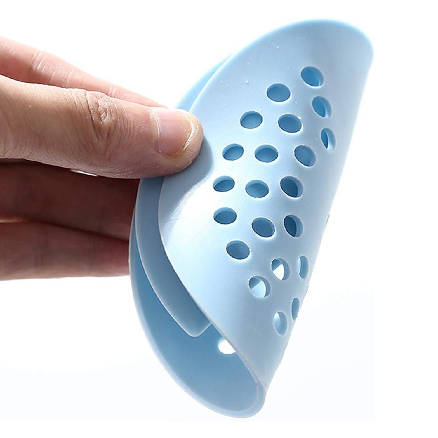 Your Brand anti-odor round drain cover in blue, designed to prevent odors and block debris