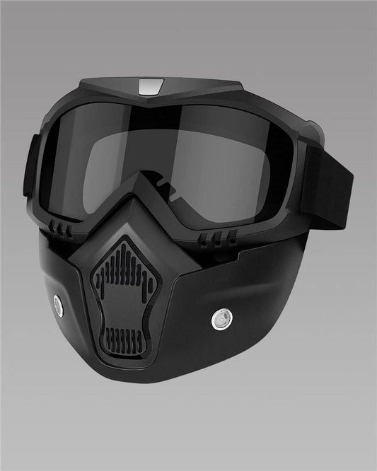 Black anti scratch UV protective goggle mask designed for outdoor sports and safety.