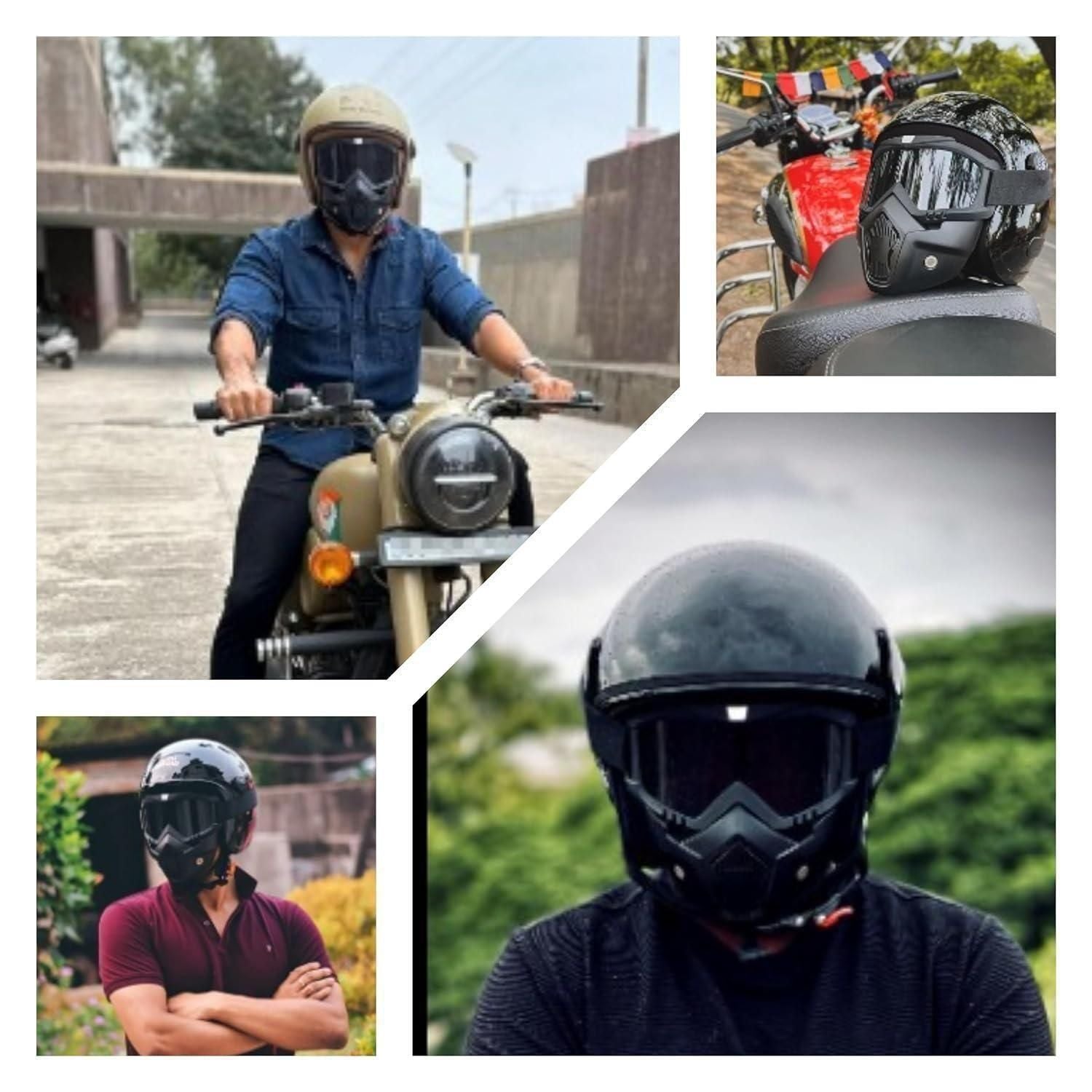 Men wearing anti scratch UV protective goggle mask while riding motorcycles for safety and visibility