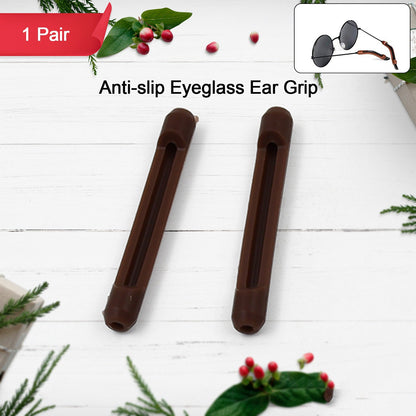 Anti-slip ear hooks for glasses in brown, designed to prevent slipping during use