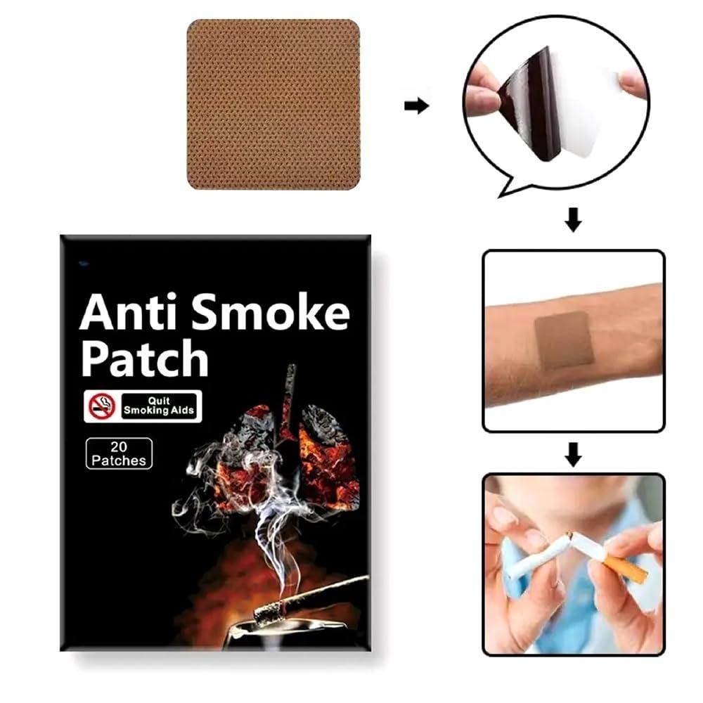 Pack of Anti Smoke Patches for Quitting Smoking with step-by-step instructions for use