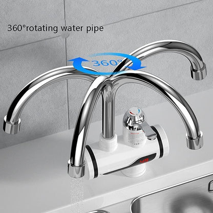 THE GIR FARMER chrome 360 degree rotating dual spout sink faucet with single lever and instant electric water heater faucet