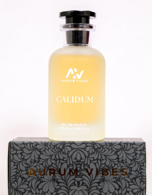 Calidum 100ml perfume for men by The Gir Farmer in a frosted glass bottle with black cap on patterned box