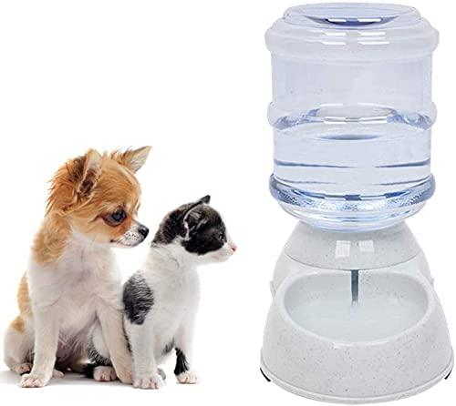 THE GIR FARMER automatic pet water dispenser with clear water container next to a small dog and kitten