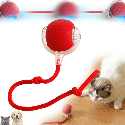 THE GIR FARMER automatic rolling ball for cats with red ball and rope toy for pet entertainment
