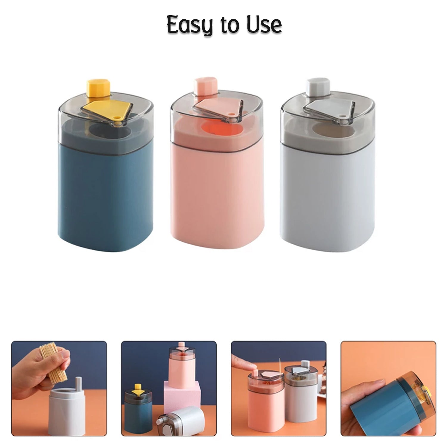 Colorful automatic toothpick dispenser with easy-to-use features for convenient dining