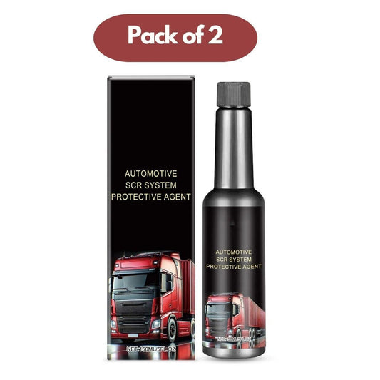 Pack of 2 automotive SCR system protective agent bottles for enhancing vehicle performance