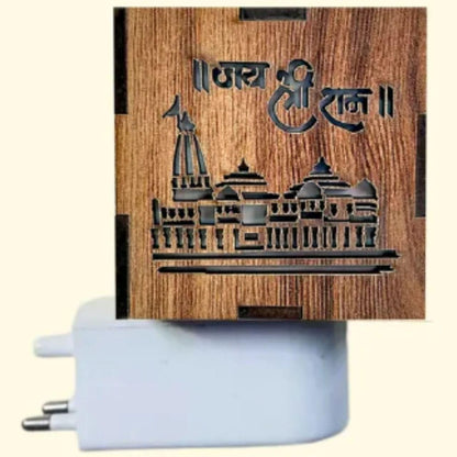 Ayodhya Ram Mandir aroma burner with intricate wooden design and plug-in feature for a soothing experience