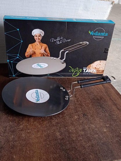 Premium Non-Stick Flat Roti Tawa with Heat-Resistant Handle (10 Inch / 1 Pc) Your Brand