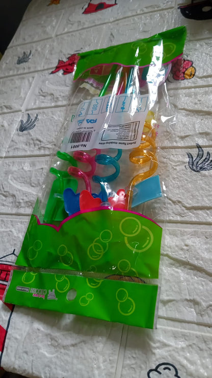 Your Brand reusable plastic drinking straws in assorted colors packaged for eco-friendly use