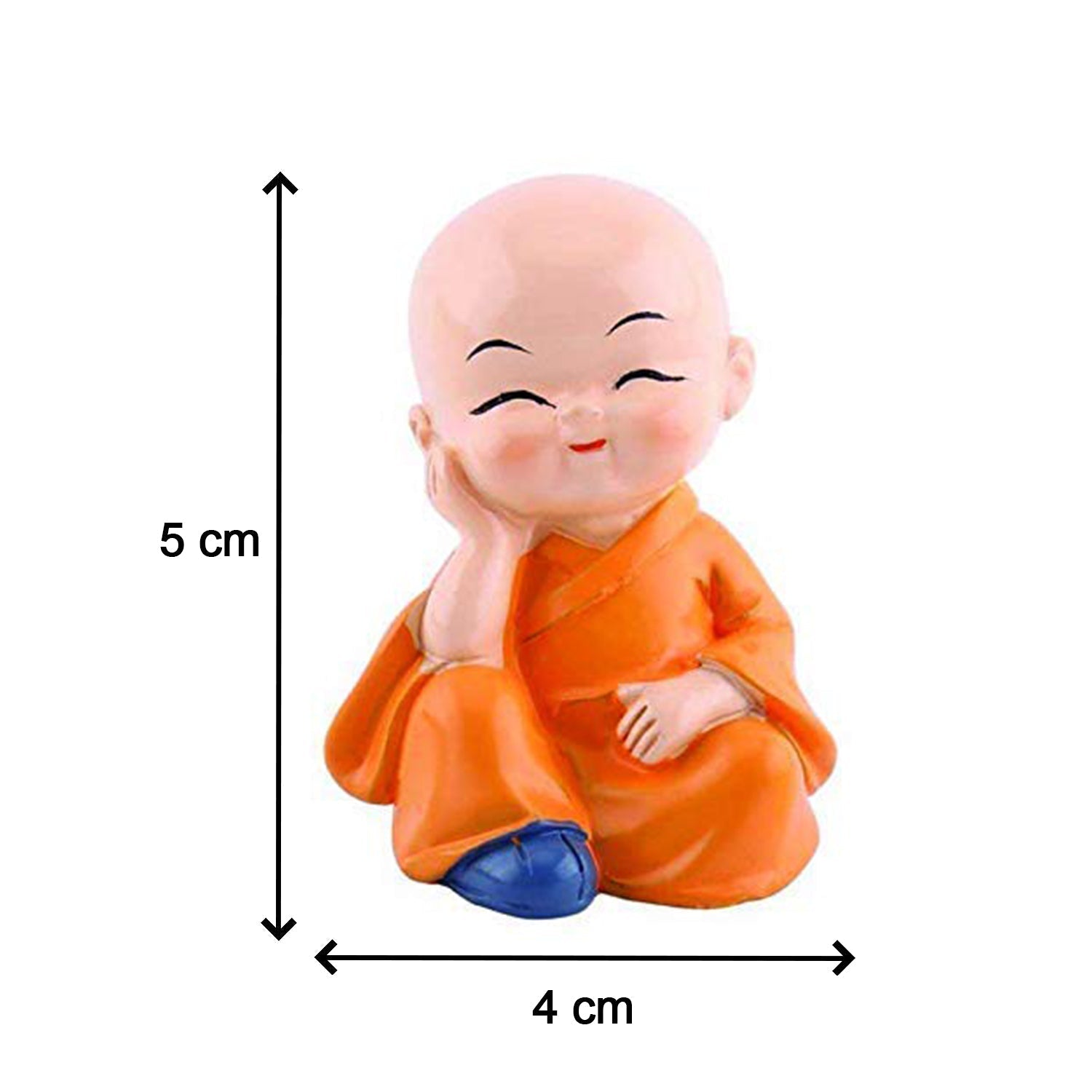 Baby Buddha showpiece set featuring a cheerful monk figure in orange robe, perfect for home decor