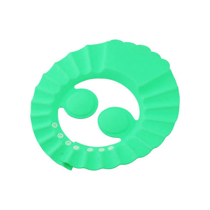 Your Brand baby shower cap splash proof in green for protecting babies from water during bath time