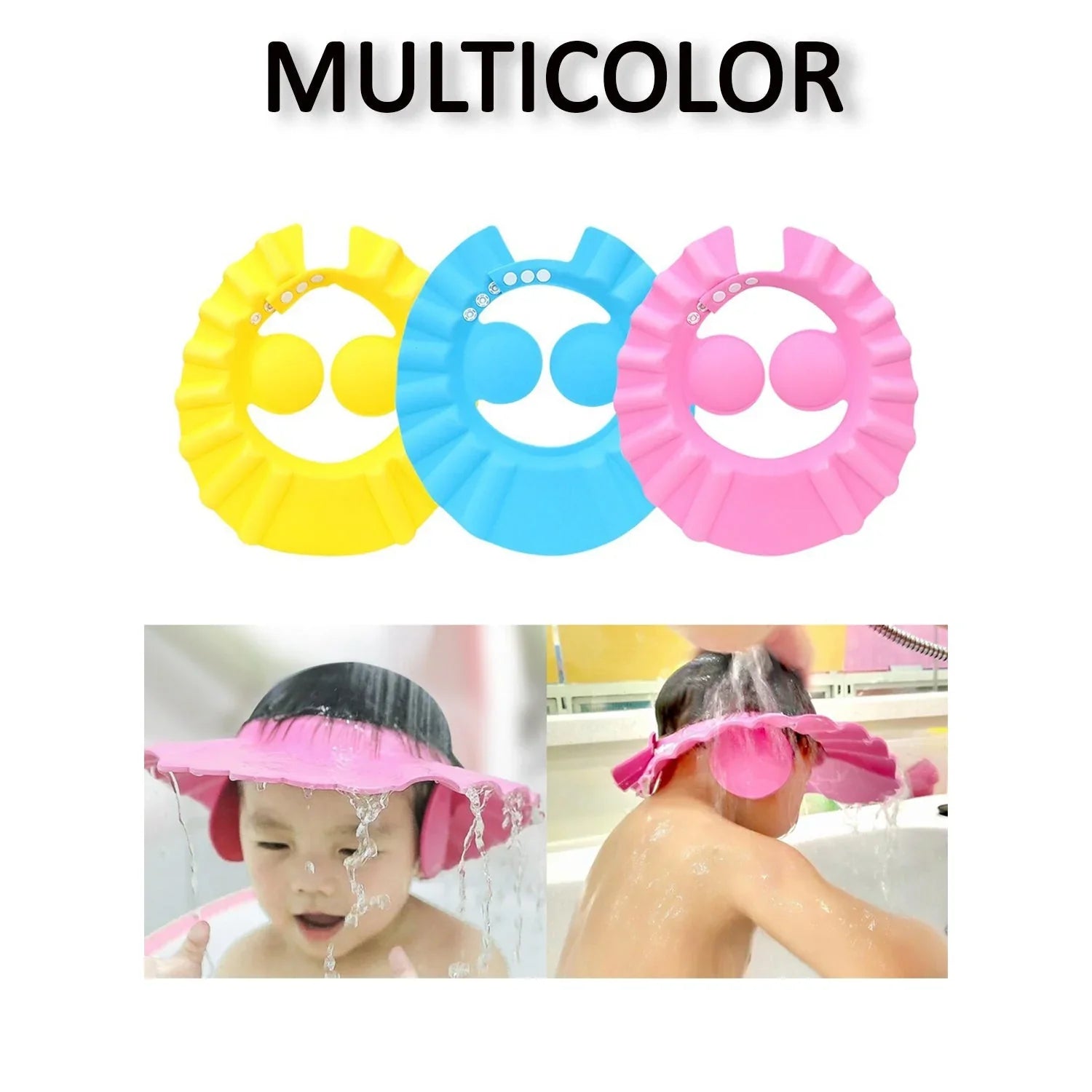 Multicolor baby shower cap splash proof for protecting eyes during bath time