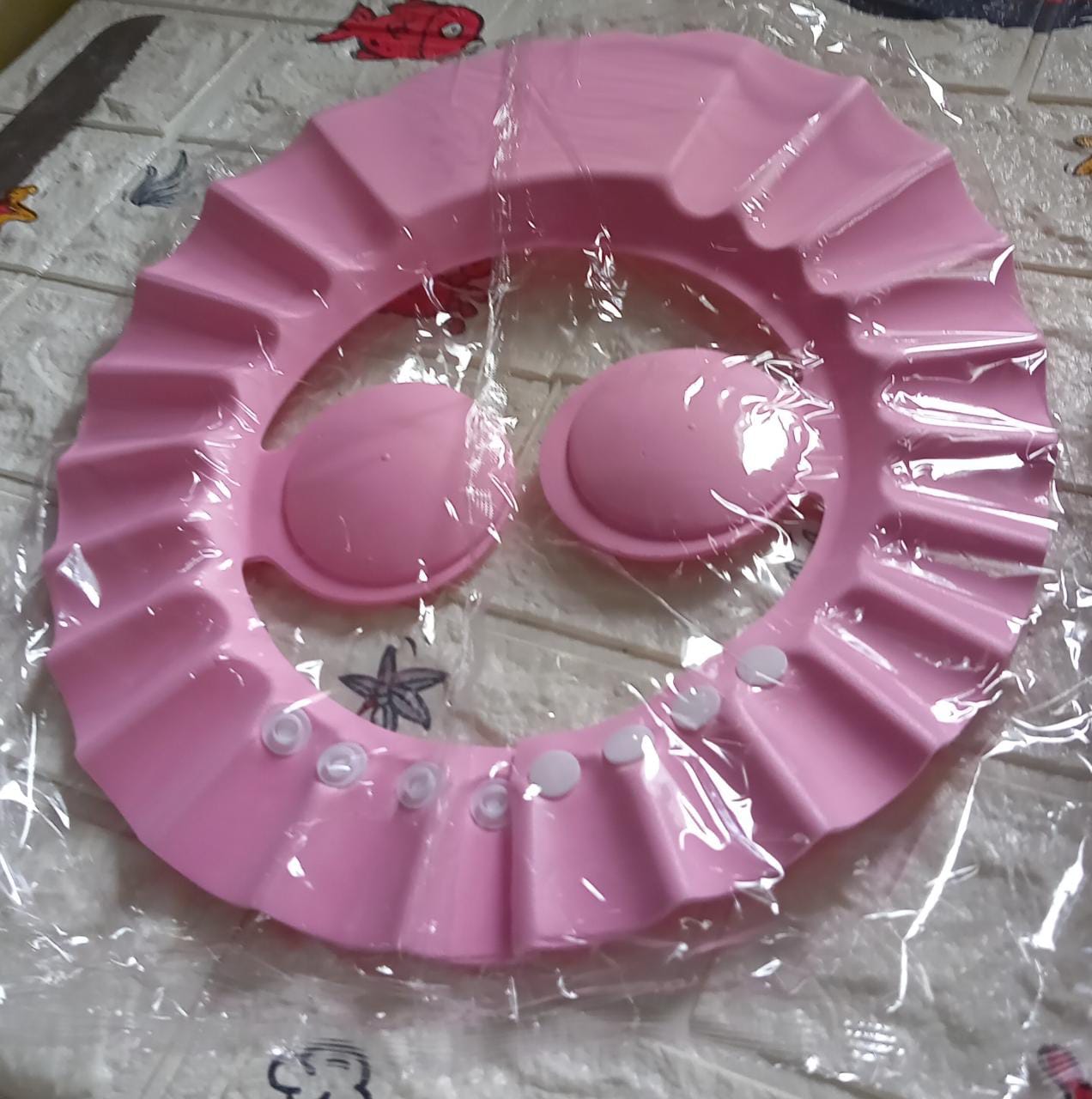 Your Brand Baby Shower Cap Splash Proof in Pink for Easy Hair Washing and Splash Protection