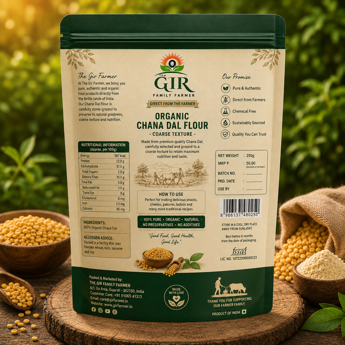 Organic Chana Dal Flour - Coarse Texture