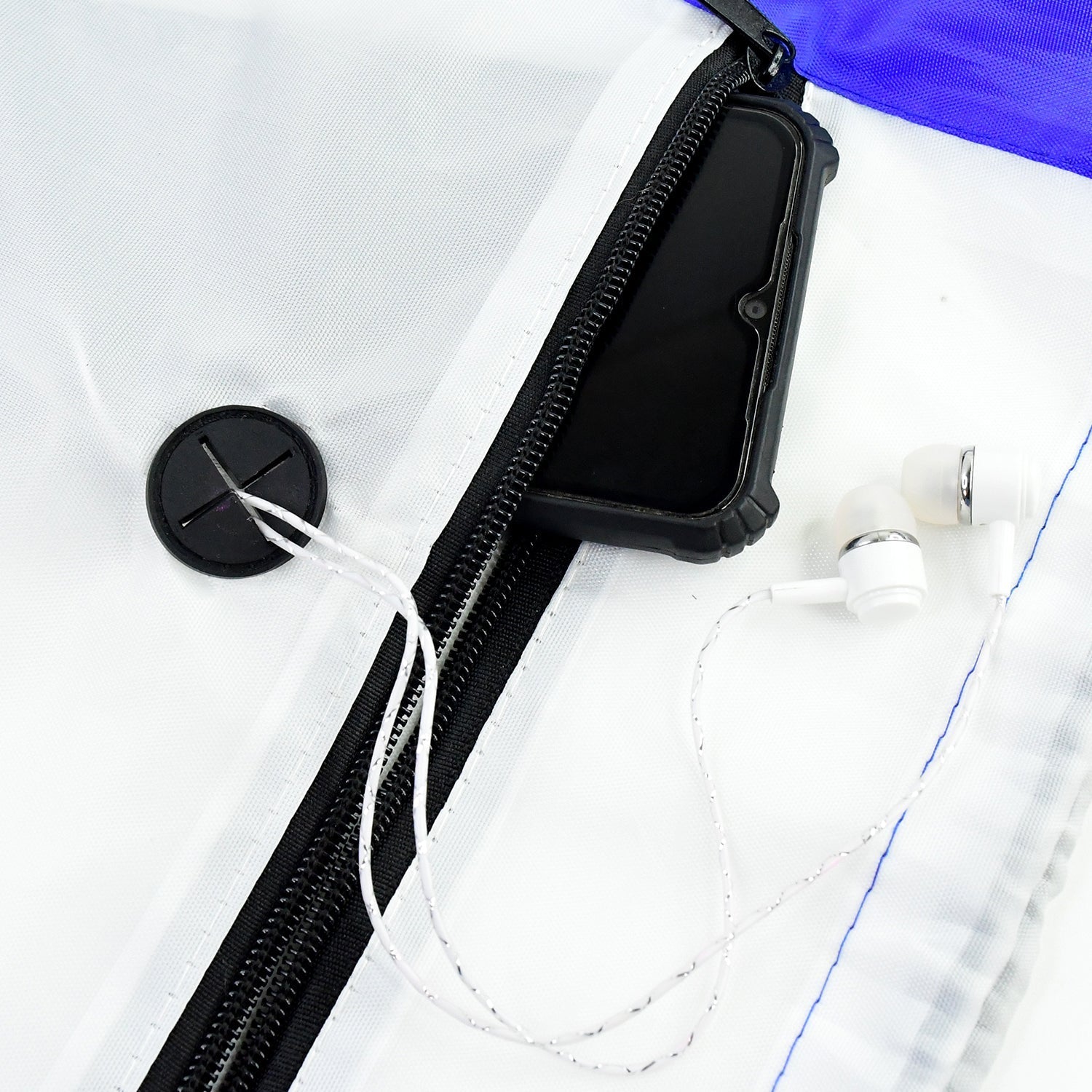 Drawstring Gym Bag with Zipper Pocket and Earphone Port (38x33 cm / 1 Pc) Your Brand