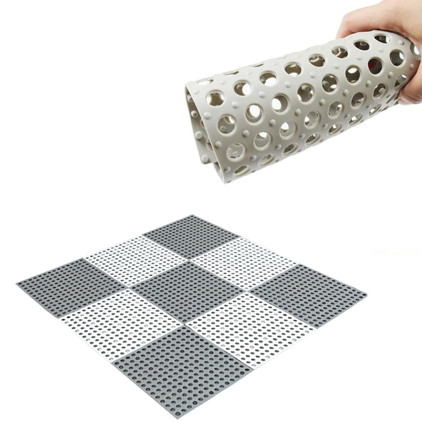 Bath anti slip mat in gray and white, ideal for preventing slips in wet areas
