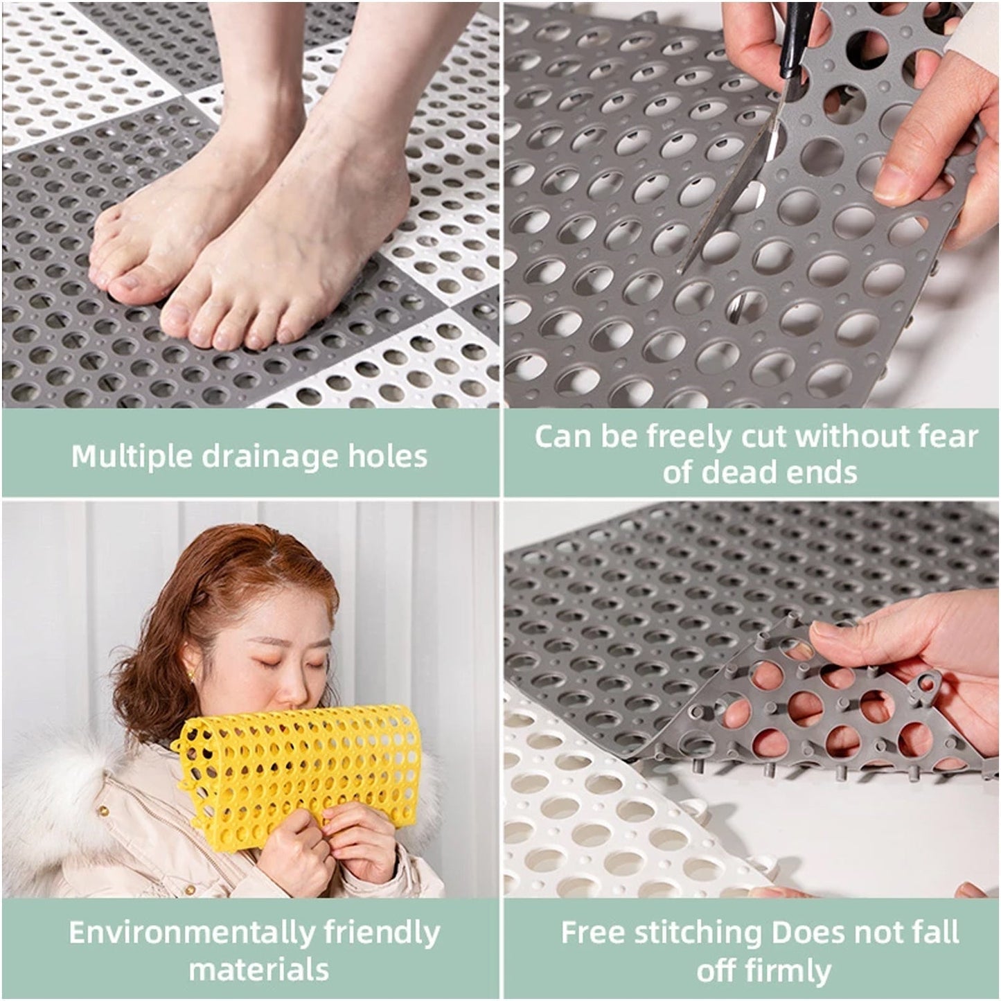 Bath anti slip mat featuring multiple drainage holes and eco-friendly materials for enhanced safety