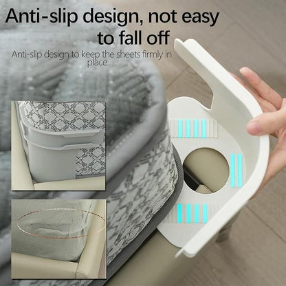 Bed sheet grippers for corners with anti-slip design securely holding fitted sheet on mattress