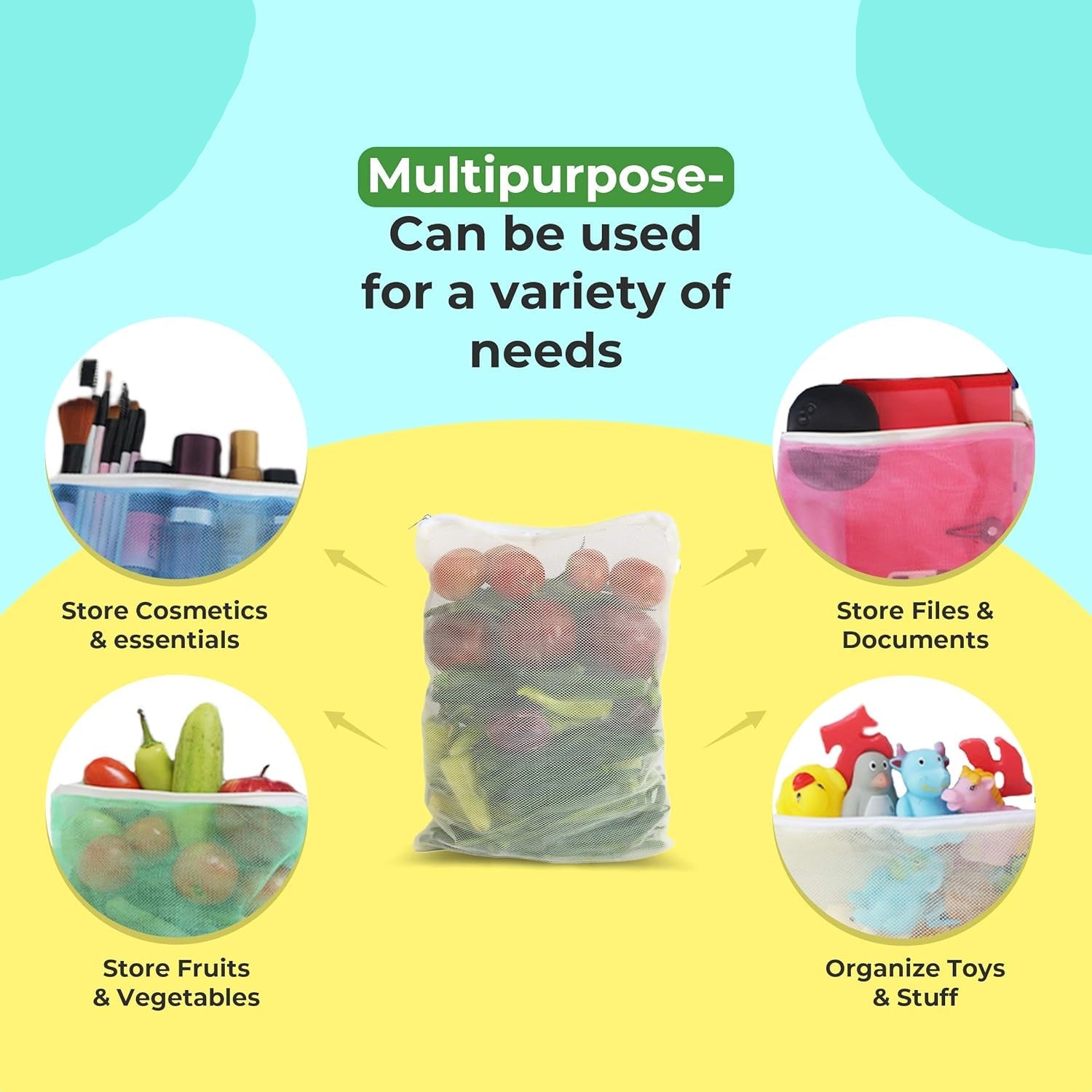 Gir Farmer multipurpose fridge storage bags for vegetables storing fruits, cosmetics, files, and toys