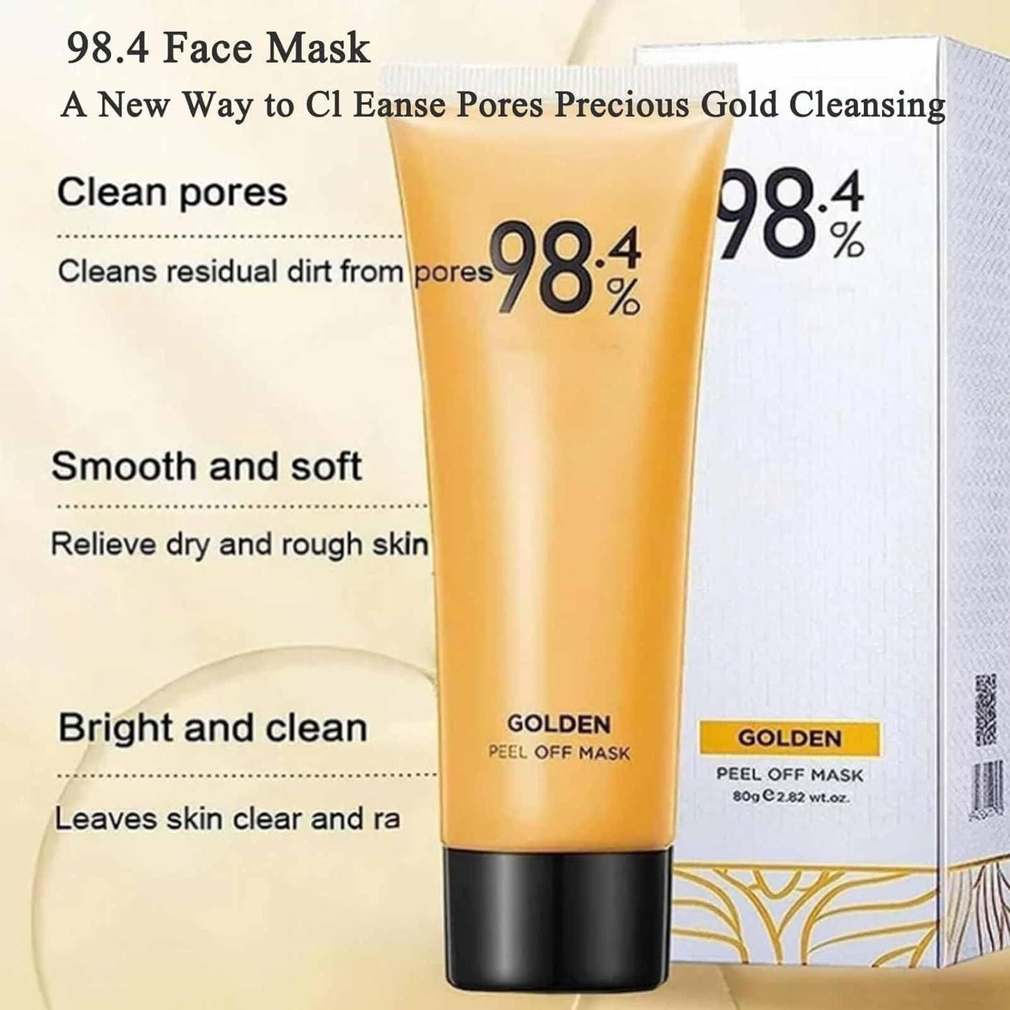 98.4 Face Mask in Golden Tube for Cleansing with Gold Face Mask for Glowing Skin