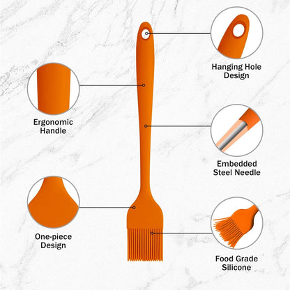 Best baking basting brush with ergonomic handle and food grade silicone bristles